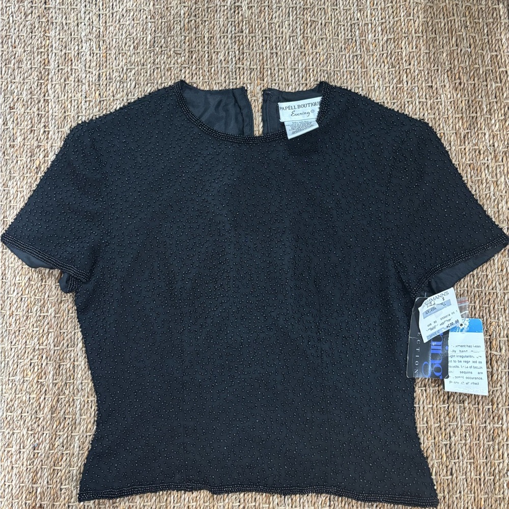 Adrianna Papell Black Short Sleeve Top